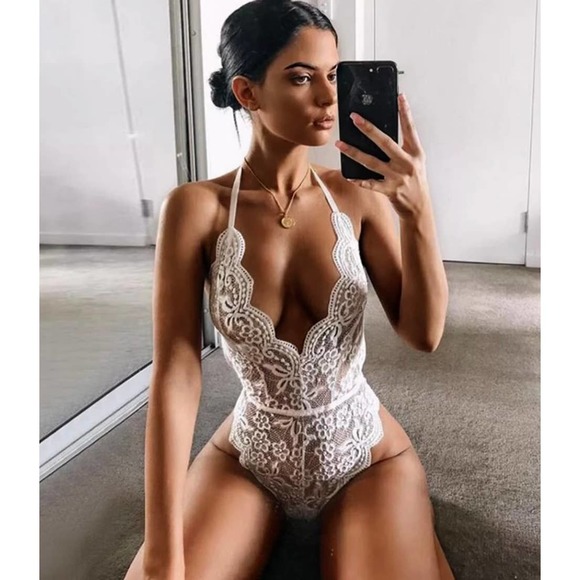 Boutique Intimates Sleepwear Sexy Lace Teddy Lingerie Deep V Plunge Sheer Poshmark